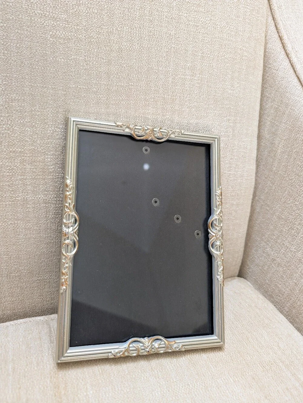 Ornate Silver Picture Frame - Elegant Vintage Home Accent - 5x7 Photo Opening